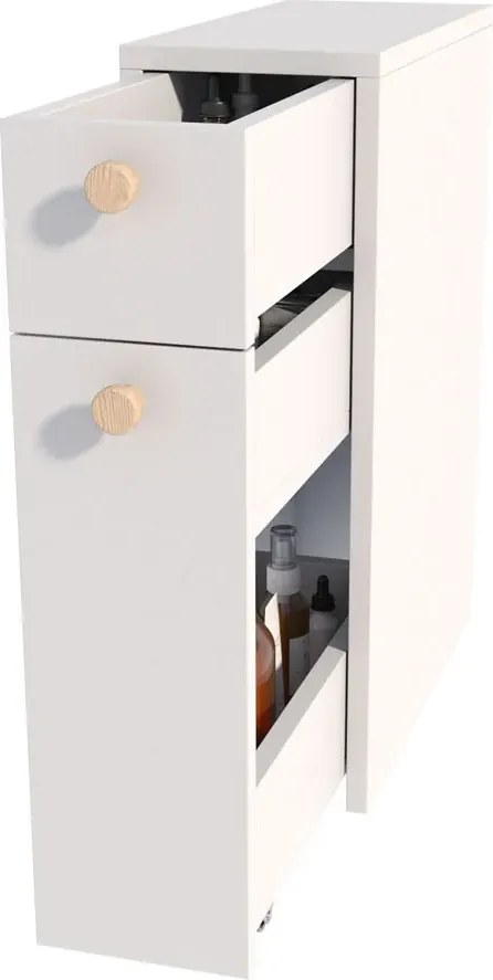 Biała Wąska Szafka Łazienkowa H4-F60