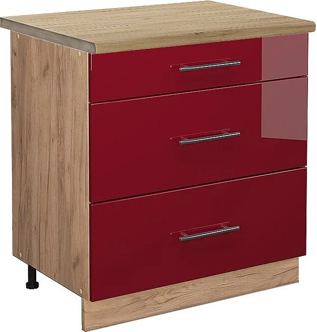 Szafka dolna do kuchni bordowa czerwień wysoki połysk 80x60x82 fame-line