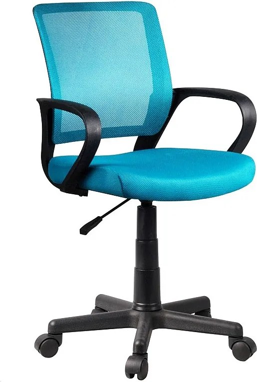 Krzesło biurowe dla dzieci - Obrotowe i z regulacją wysokości - Tkanina i siatka - Turkusowe - HELENA