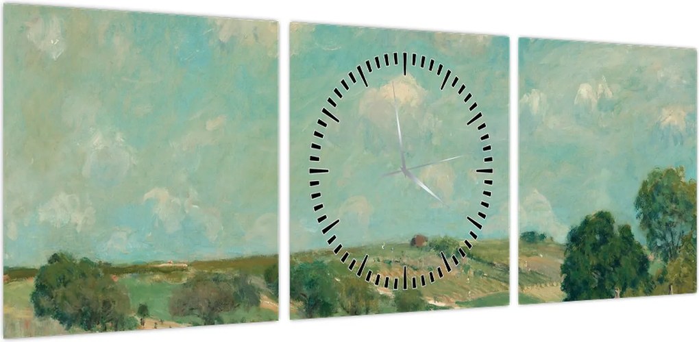 Obraz - Alfred Sisley,  Meadow, reprodukcje (z zegarem) (90x30 cm)