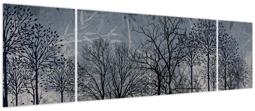 Obraz - Sylwetki drzew z liśćmi (170x50 cm)