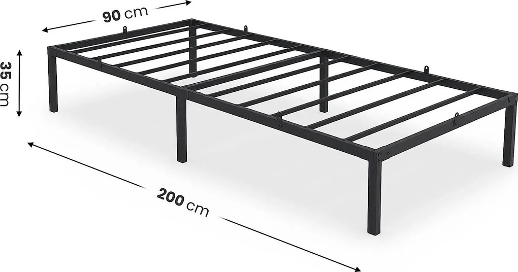 Czarne metalowe łóżko pojedyncze 90x200 cm N3-T95