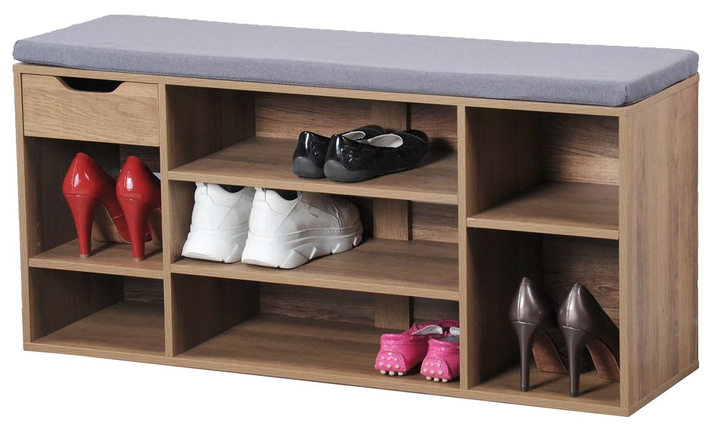Szafka na buty z szufladą i miękkim siedziskiem, 101 x 29 x 48 cm