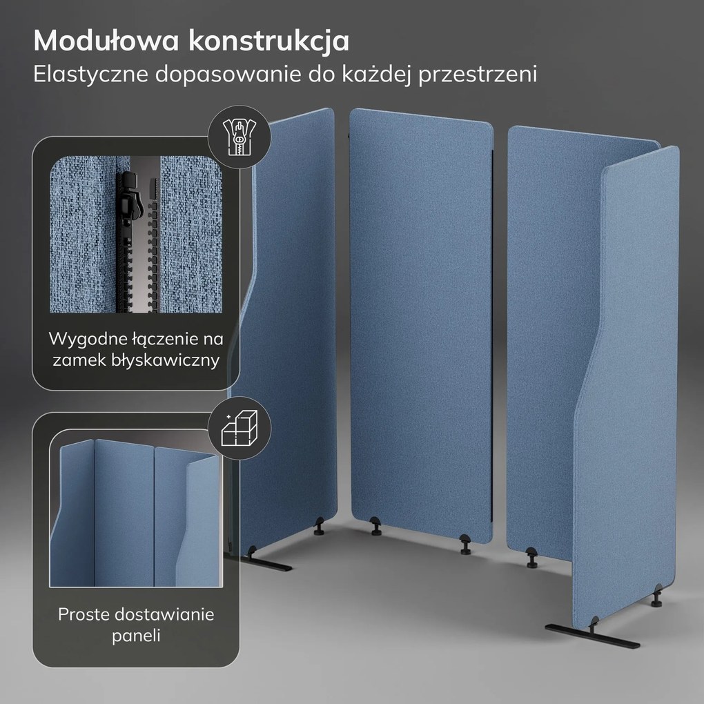 Parawan akustyczny, ścianka biurowa Frozen Lake, 240/145 cm: SADIE
