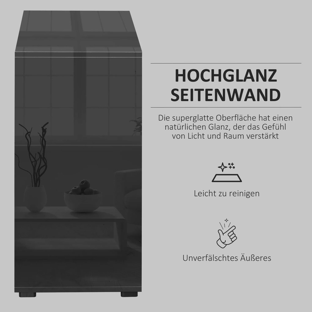 HOMCOM Kredens Komoda Kredens, 2 Szuflady, 2 Szafki, 105 cm x 40 cm x 76 cm, Czarny