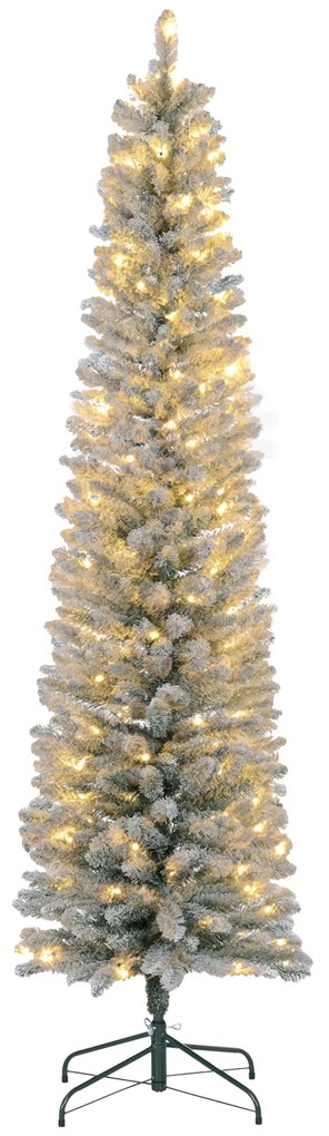 HOMCOM Choinka 210 cm, Girlanda LED, Sztuczne Gałęzie, Ognioodporne, Metalowa Podstawa, Zielony | Aosom PL