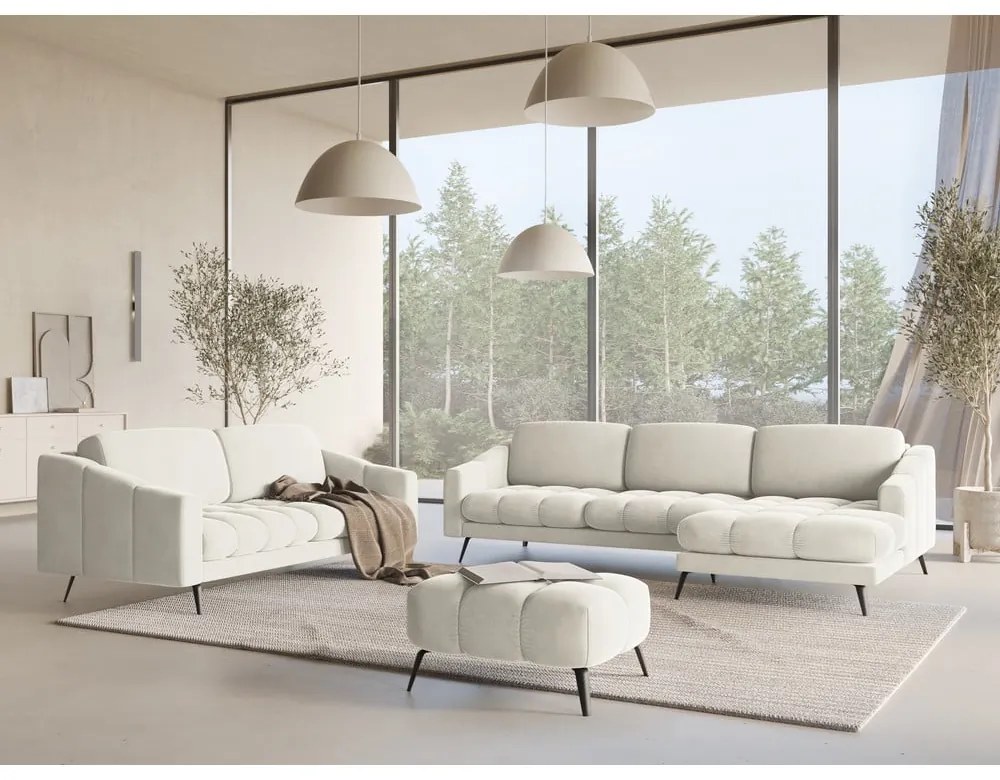 Biała aksamitna sofa 238 cm Nalu – Makamii