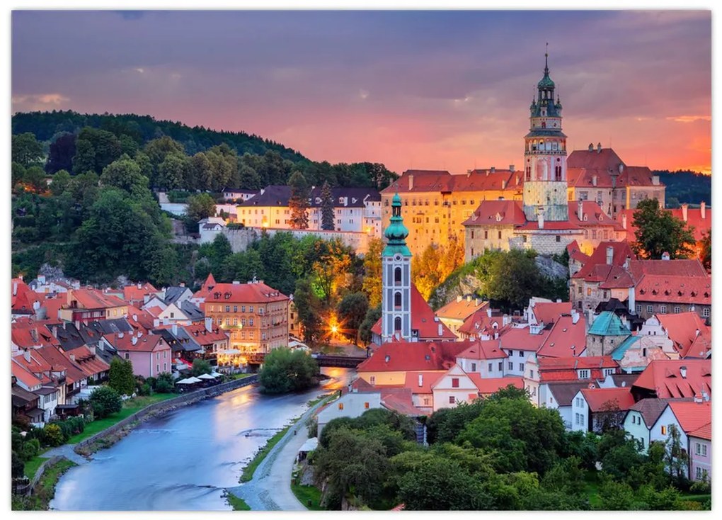 Obraz na szkle - Český Krumlov (70x50 cm)