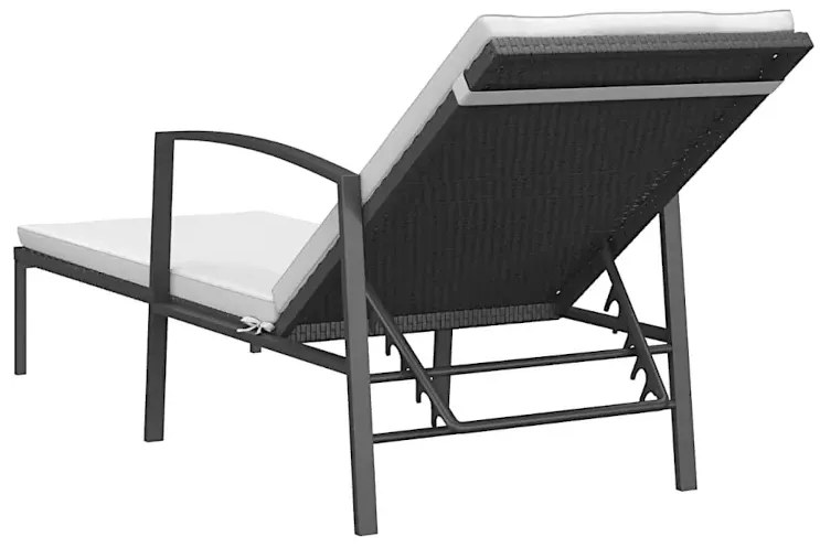 Czarny leżak ogrodowy z białą poduszką W7-R81