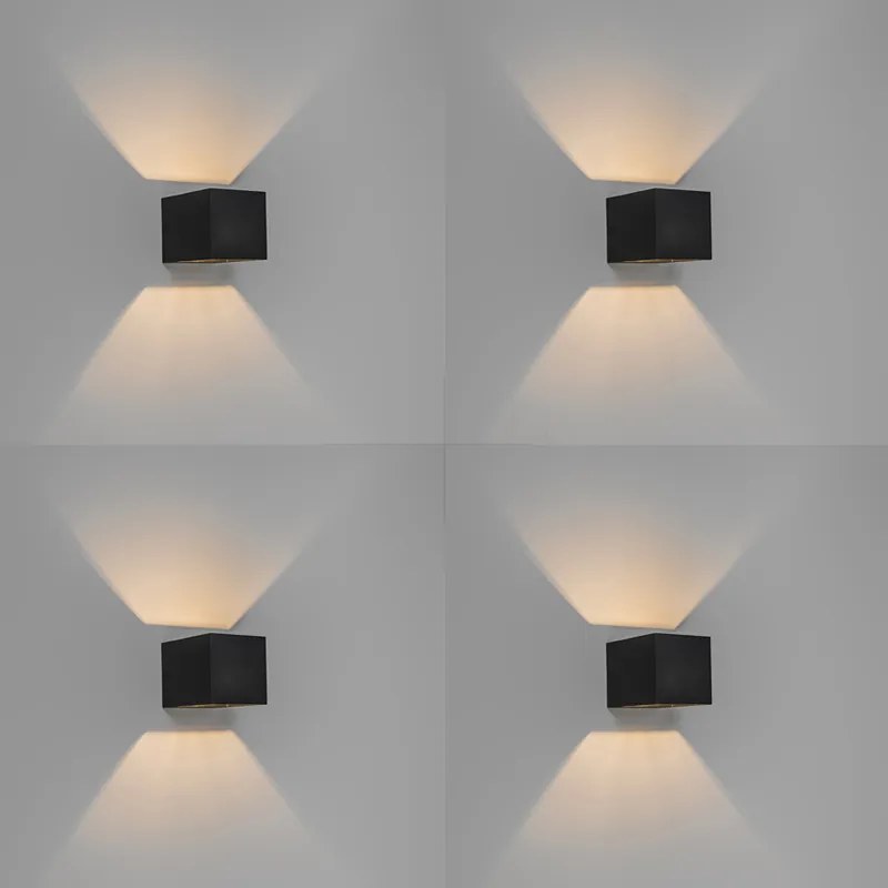 Zestaw 4 Nowoczesnych lamp ściennych czarnych - Transfer Nowoczesny Oswietlenie wewnetrzne