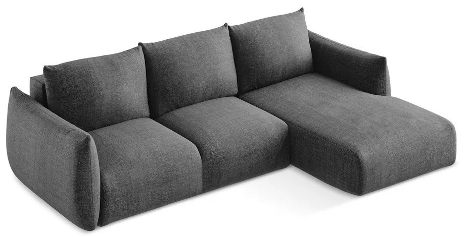 Ciemnoszary rozkładany narożnik (prawostronny/z szezlongiem) Leila – Makamii