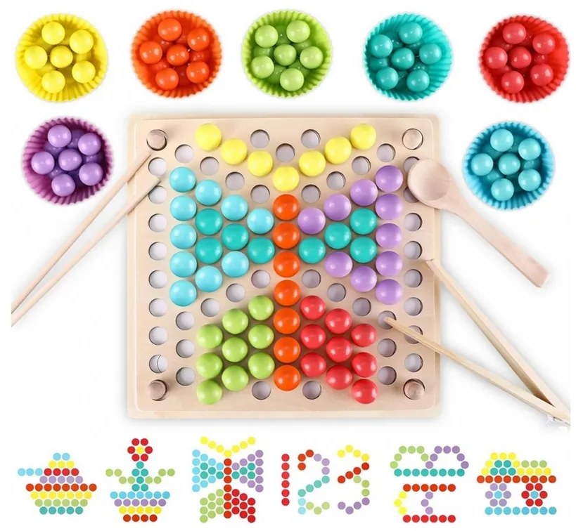 Woopie kolorowe kulki układanka montessori mozaika sorter