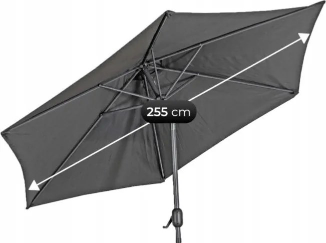 Zestaw Mebli Ogrodowych NEBRASKA Szary 6 Krzeseł Stół Tarasowy Parasol Nowoczesny