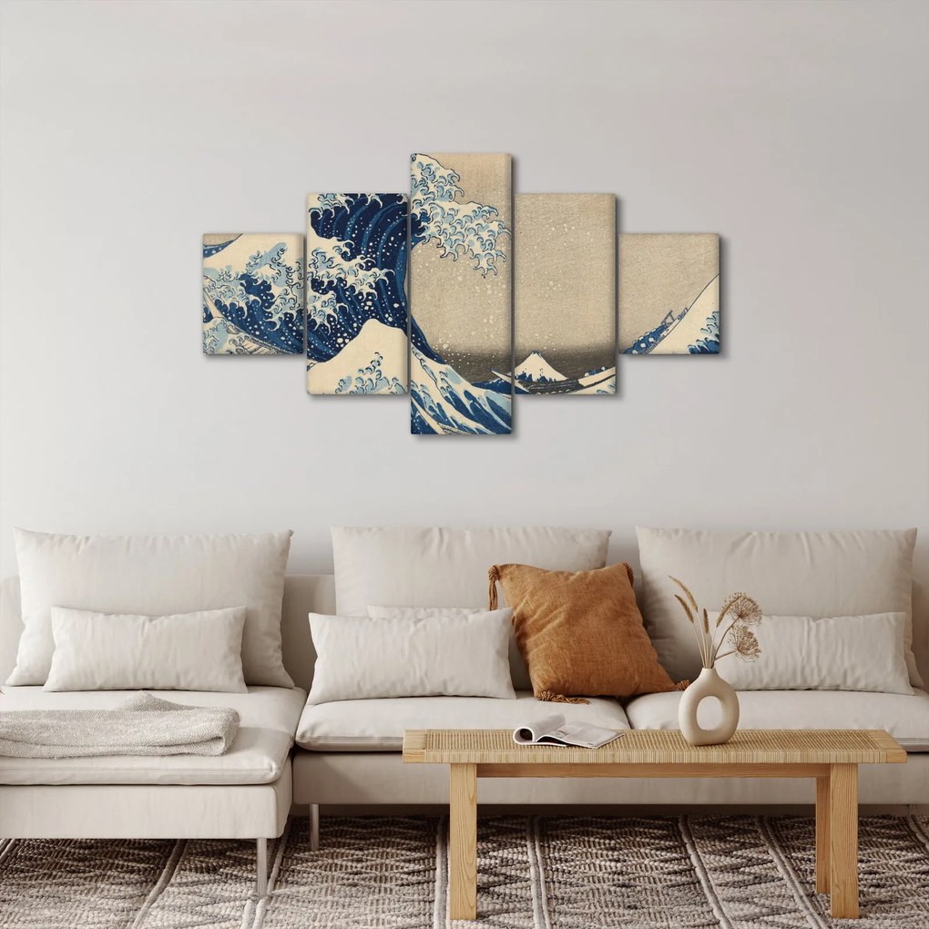 Obraz - Katsushika Hokusai, Under the Wave off Kanagawa, reprodukcje (125x70 cm)