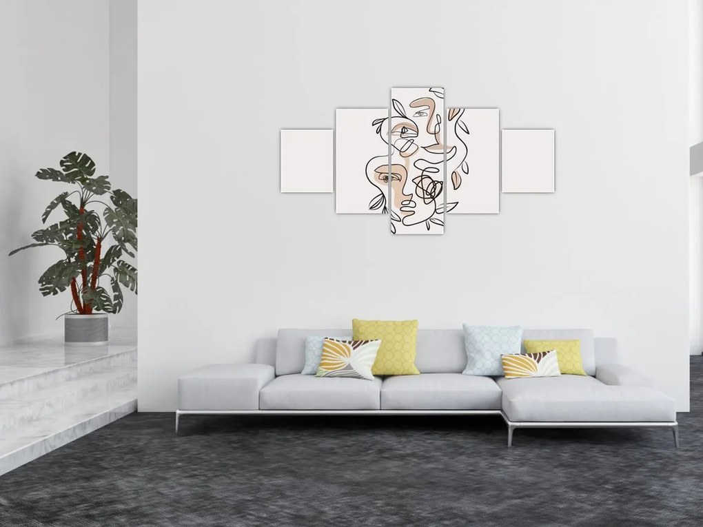 Obraz - Makijaż twarzy ze sztuką linii (125x70 cm)