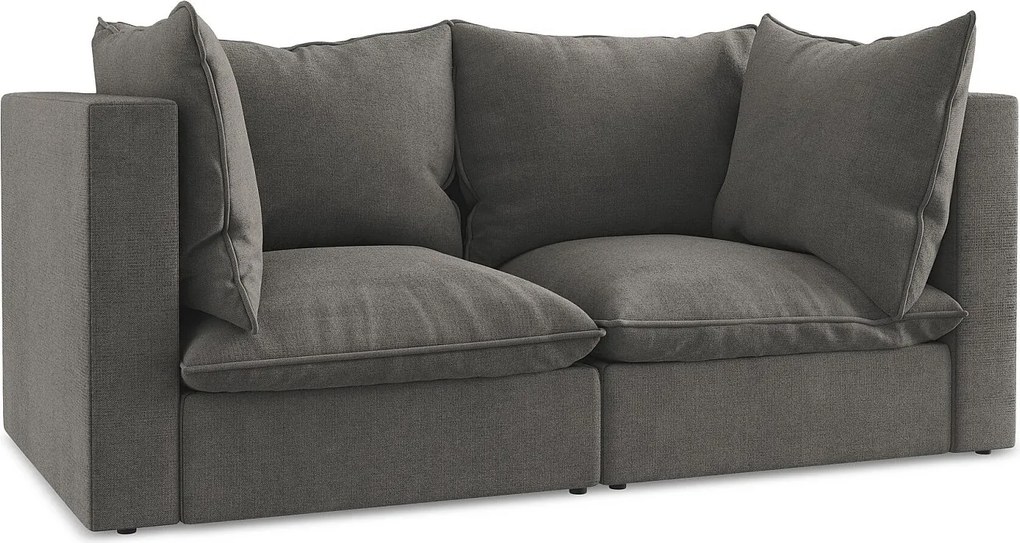 2-osobowa kanapa modułowa - z tkaniny strukturalnej - ciemny szary - MANAO