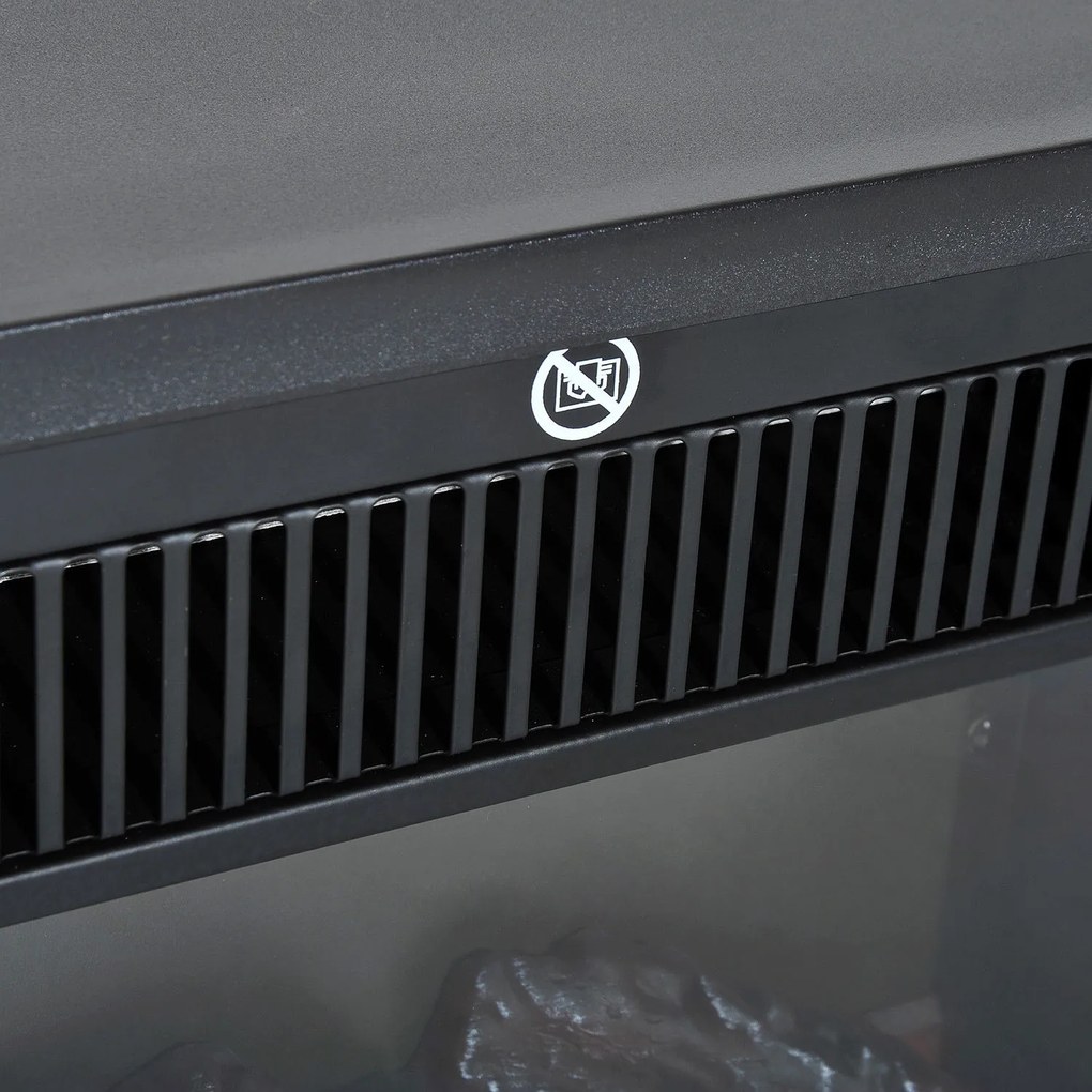 HOMCOM Kominek elektryczny wolnostojący 600W 1200W czarny z efektem płomieni | Aosom PL