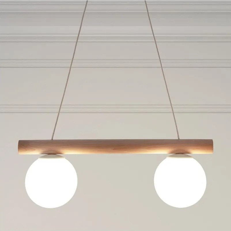 Żyrandol na lince WOODSTOCK 2xE27/15W/230V drewno/kremowy