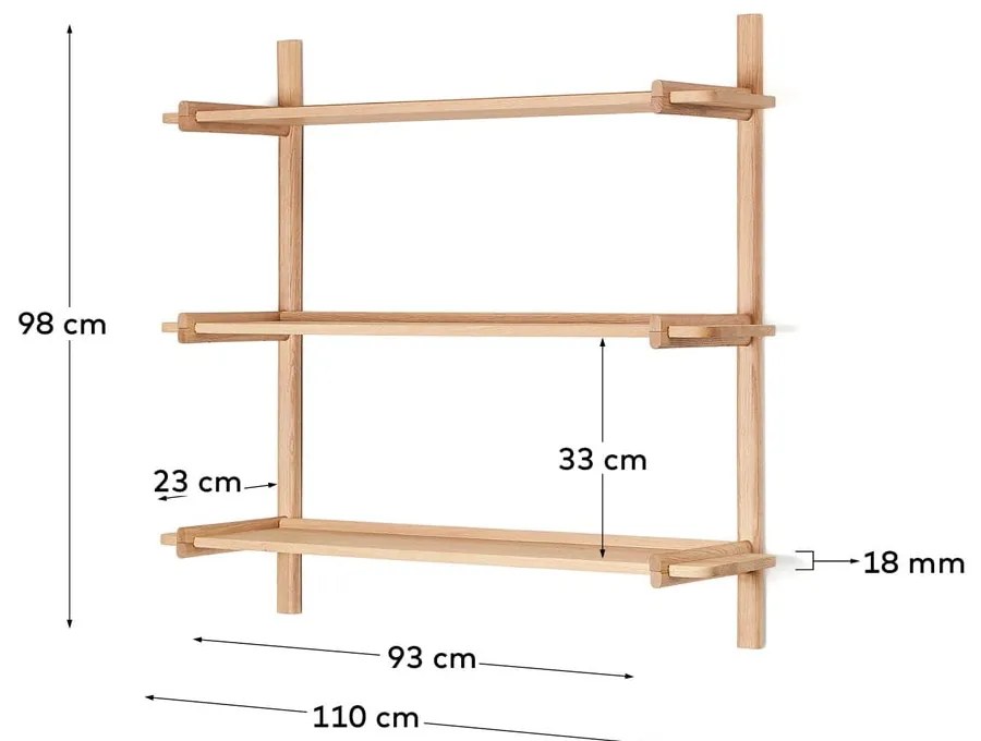 Modułowy system półek z litego drewna dębowego 110x98 cm Sitra – Kave Home