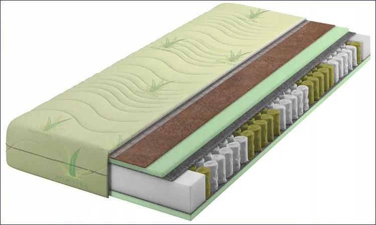 Materac kieszeniowo-kokosowy aloe vera 120x200 M8-A09