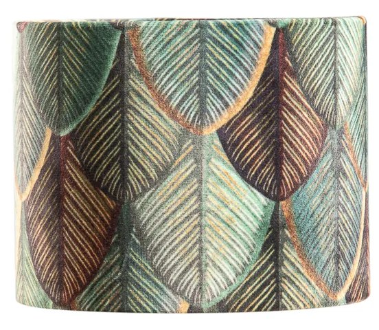 Abażur welurowy z wzorem liści i złotym wnętrzem 18/18/14