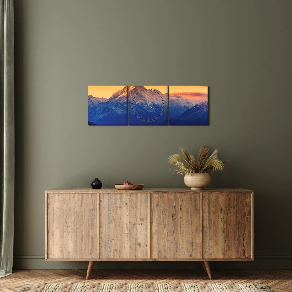 Obraz - Jezioro Pukaki (z zegarem) (90x30 cm)