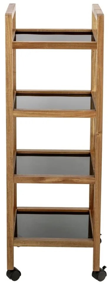 Czarny/w naturalnym kolorze regał łazienkowy z litego drewna akacjowego 35x101,5 cm Fondi – Wenko