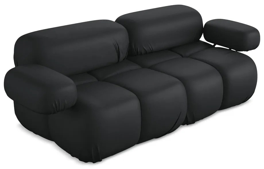 Czarna sofa modułowa z imitacji skóry 190 cm Lokua – Makamii