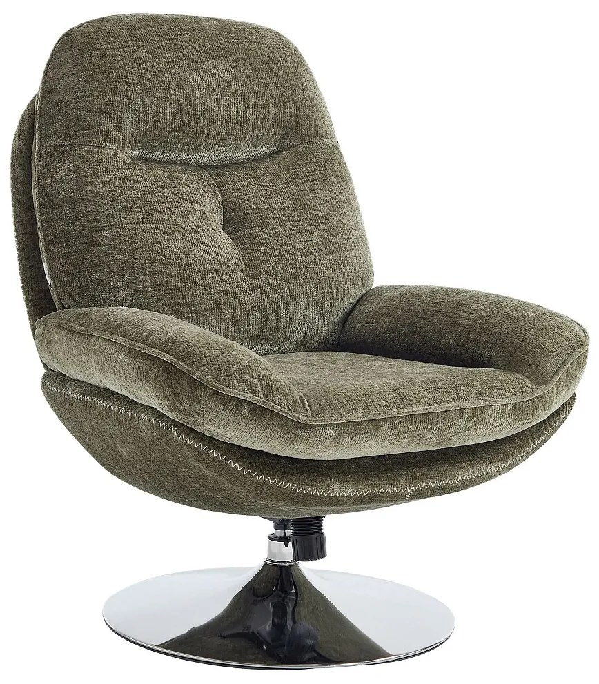 Fotel obrotowy z zielonej fakturowanej tkaniny ILMACA