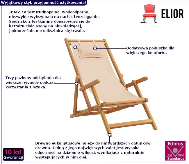 Leżak z miękką poduszką w kolorze beżowym T5-C83