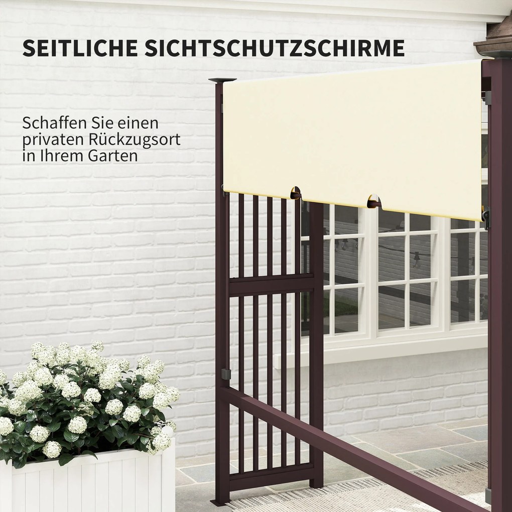 Outsunny pergola ogrodowa 3x25m z regulowanym daszkiem ochrona UV30+ stabilny pawilon na taras i ogród ciemnobrązowy | Aosom PL