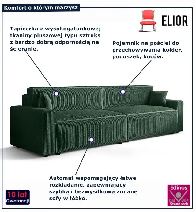 Ciemnozielona sofa z funkcją spania N5-A59