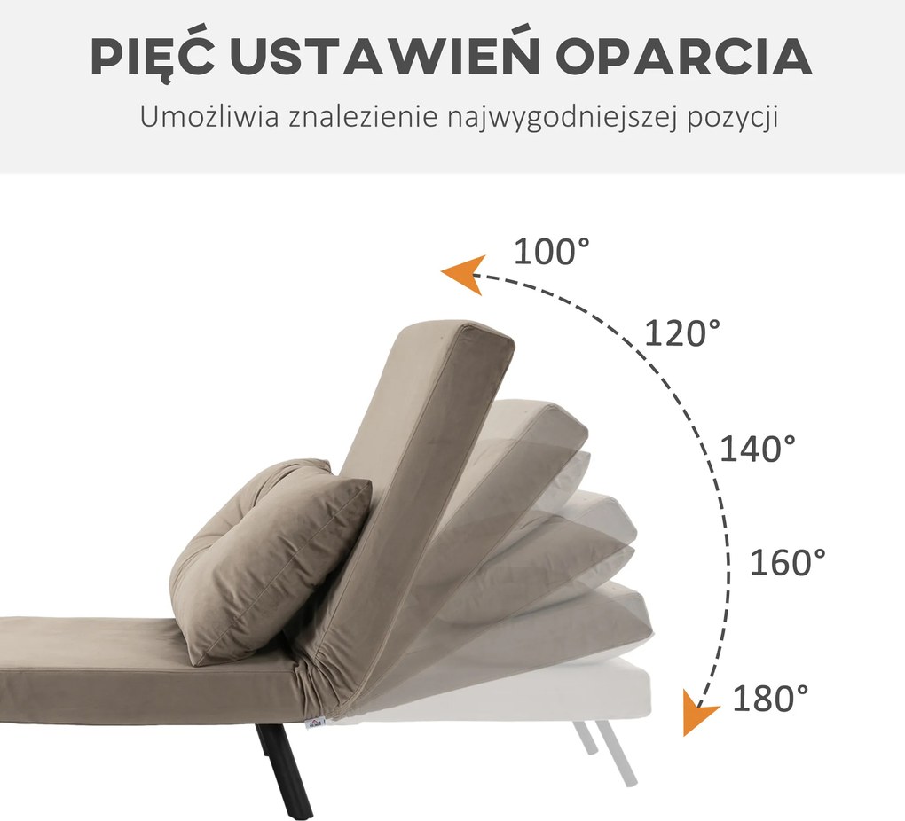 HOMCOM Rozkładany fotel łóżko dla gości z regulowanym oparciem metalowa rama do 120 kg jasnobrązowy | Aosom PL