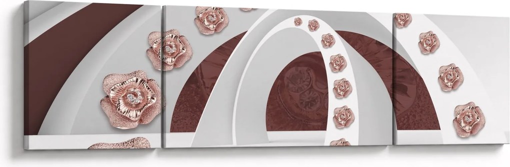 Obraz - Chmury 3D z kwiatami (170x50 cm)