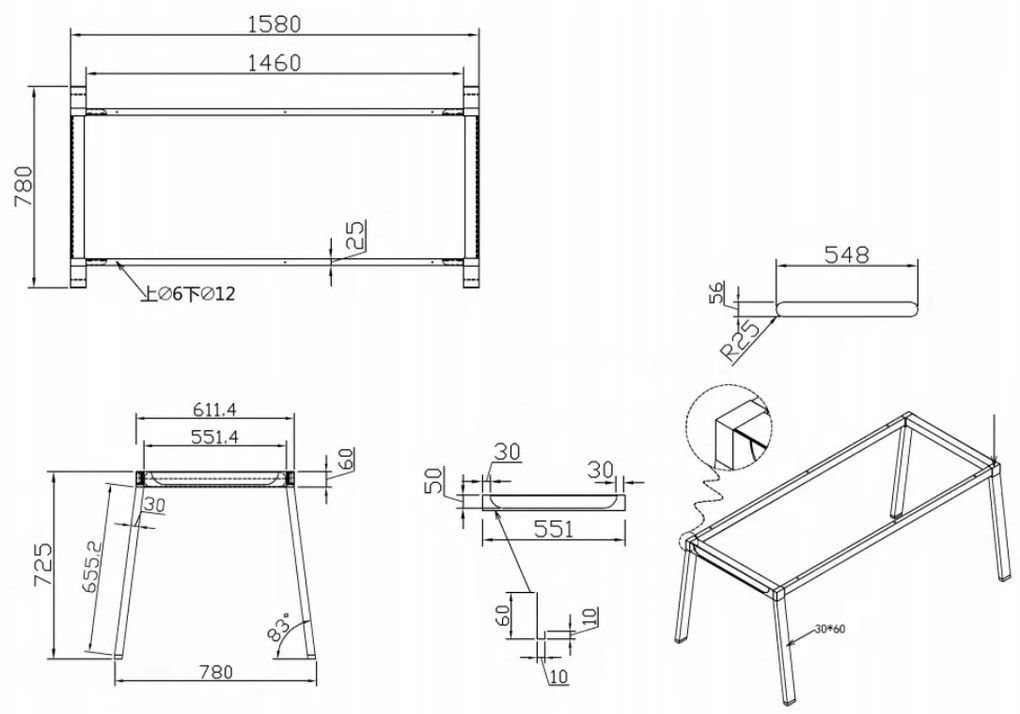 Stół PRIMO BASIC z szarosrebrnym stelażem, 1600 x 800 x 750 mm, orzech