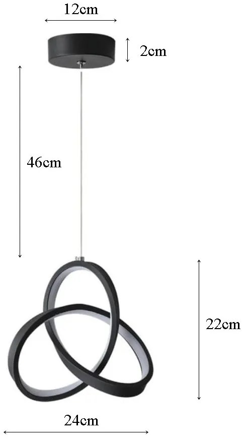 Lampa geometryczna LED wisząca sufitowa AT46-1SL-Black