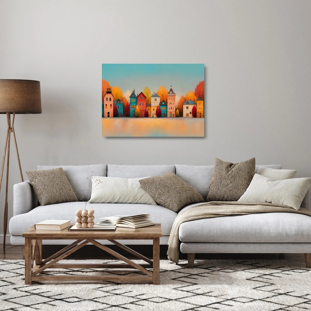 Obraz na szkle - Jesienna wieś (70x50 cm)