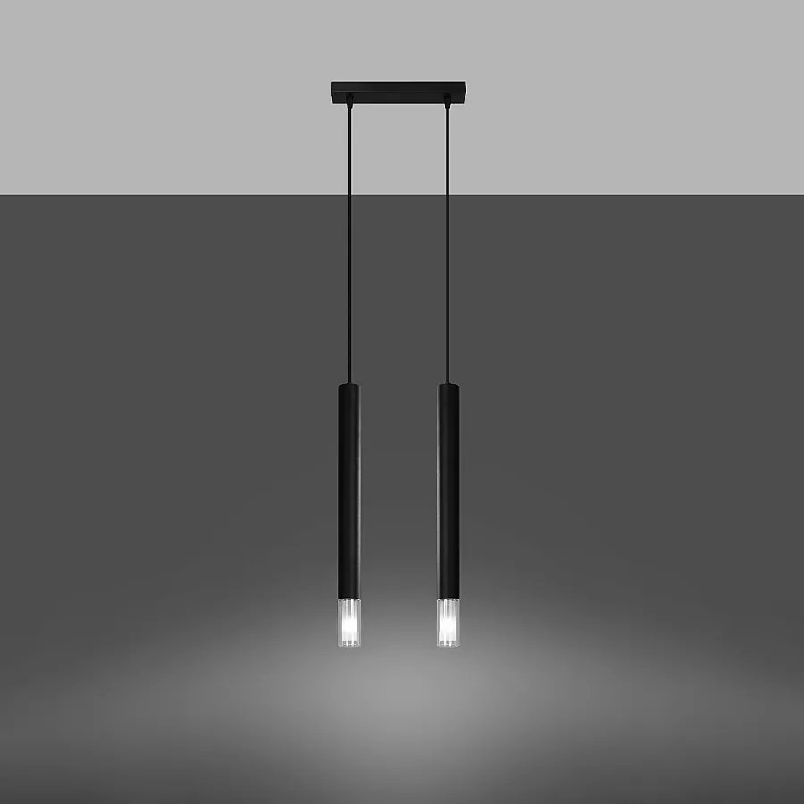 Lampy wiszące nowoczesny Eclim, stal/szkło - 2 źródło światła 3000K - L.30 x H.120 cm - czarny