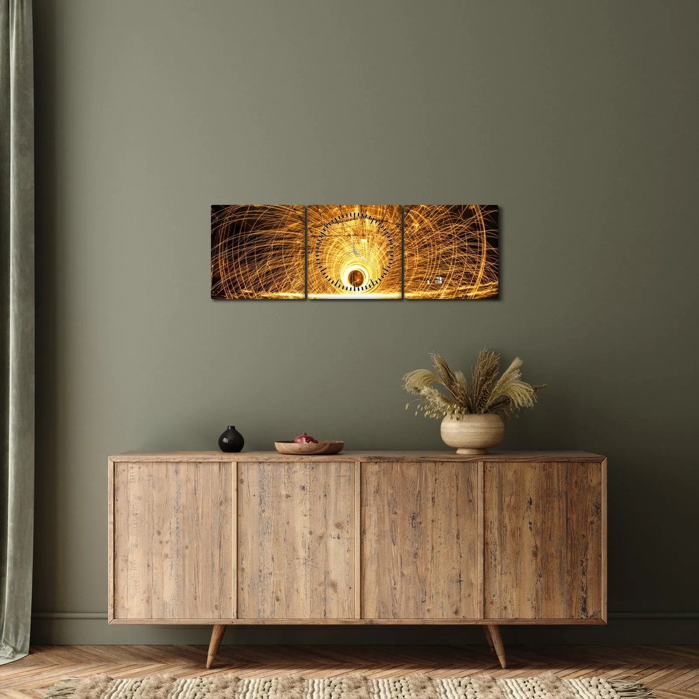 Obraz świetlistego dysku (z zegarem) (90x30 cm)