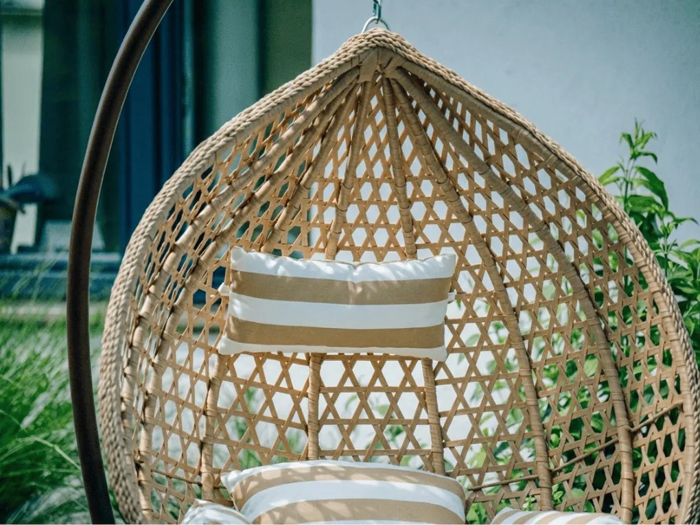 Jasnobrązowy fotel wiszący TROPIKAL ze stojakiem