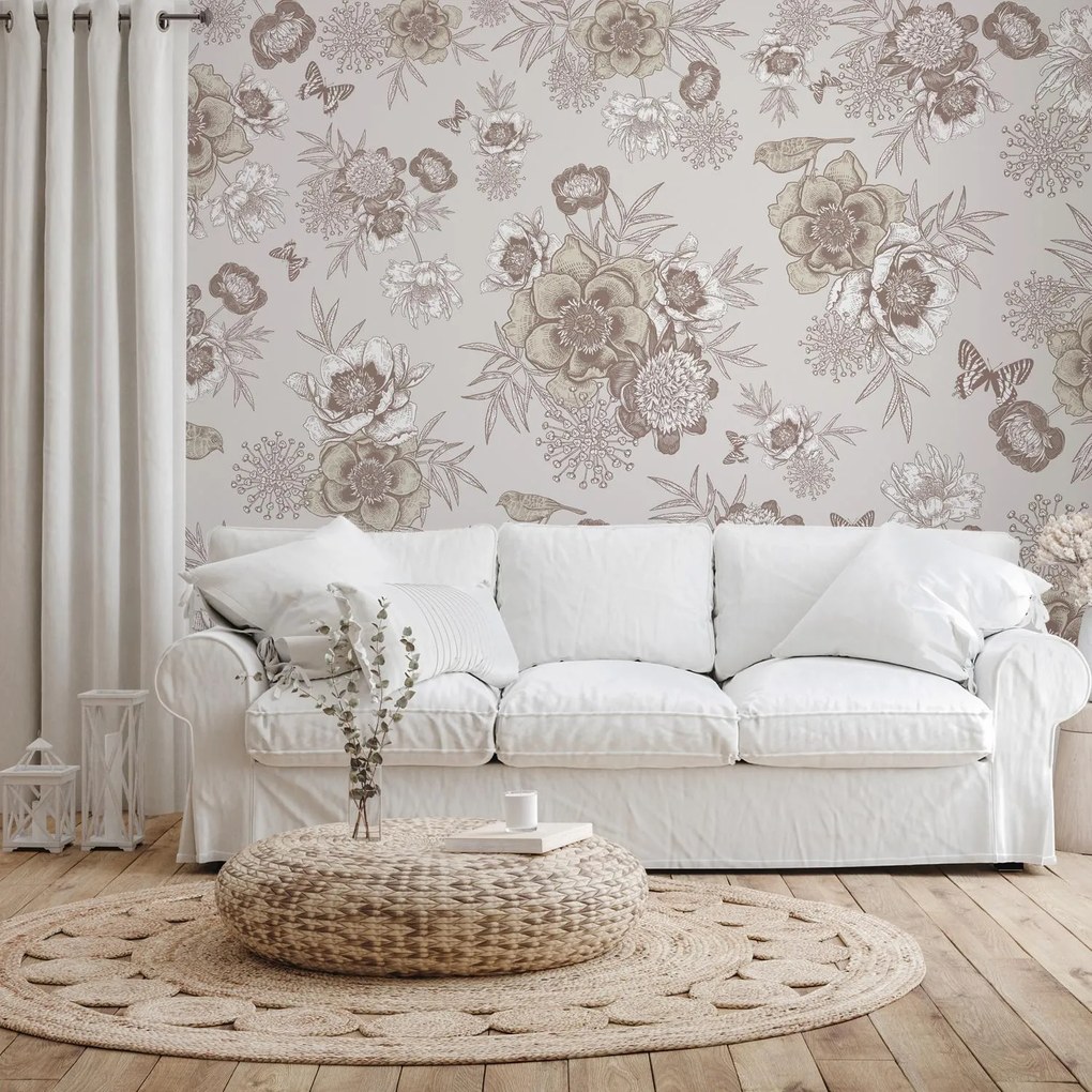 Fototapeta - Vintage Flowers (196x136 cm)