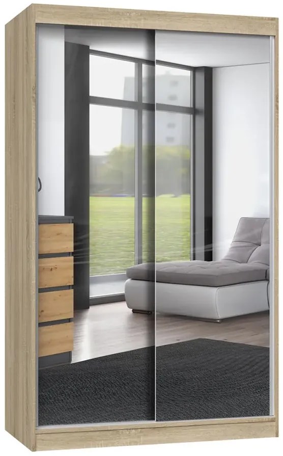 Szafa przesuwna z 2 lustrami 120 cm dąb sonoma G5-W94
