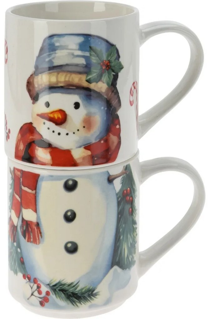 2-częściowy zestaw kubków Snowman, 265 ml,porcelana