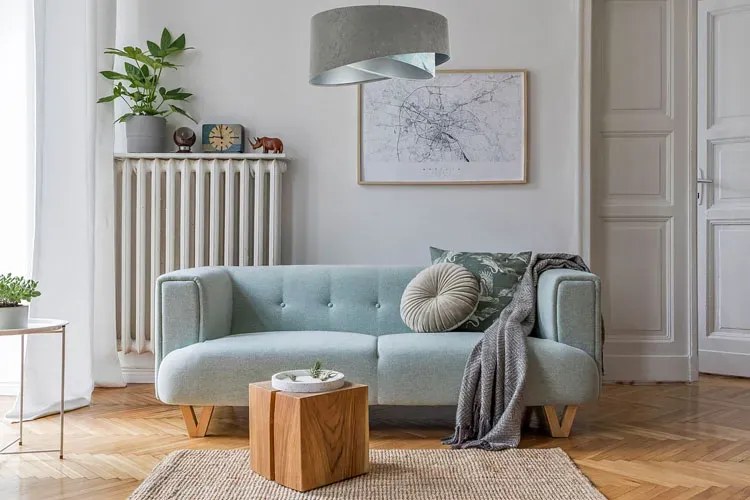 Szaro-niebieska lampa wisząca asymetryczna H7-B84