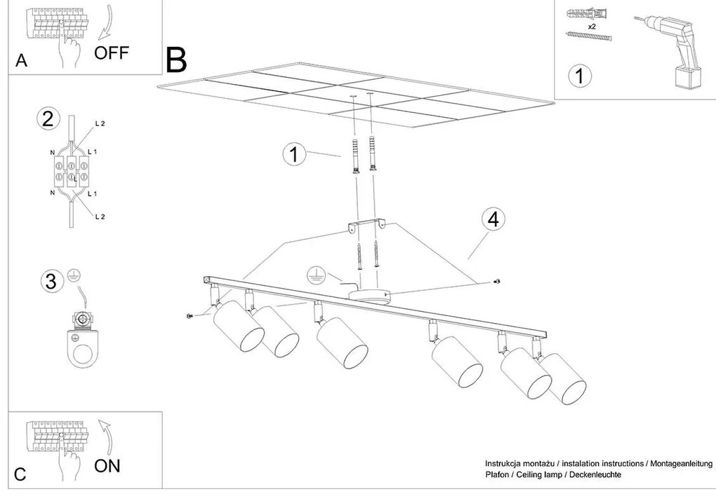 Listwa oświetleniowa LEMMI 6L czarna SOLLUX  LIGHTING