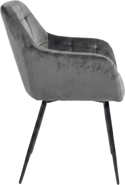 Szare krzesło jadalniane LOREN VELVET z czarnymi nogami