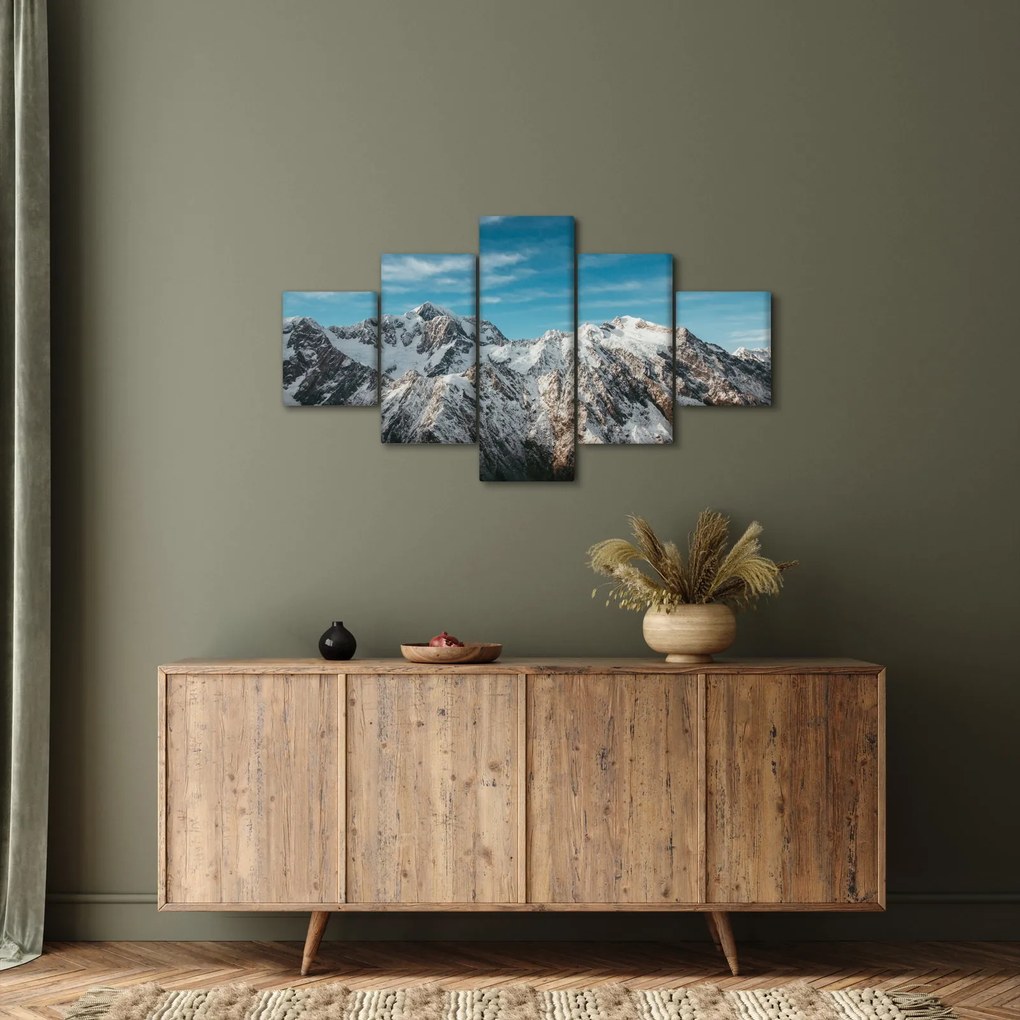 Obraz ośnieżonych szczytów, Fiordland (125x70 cm)
