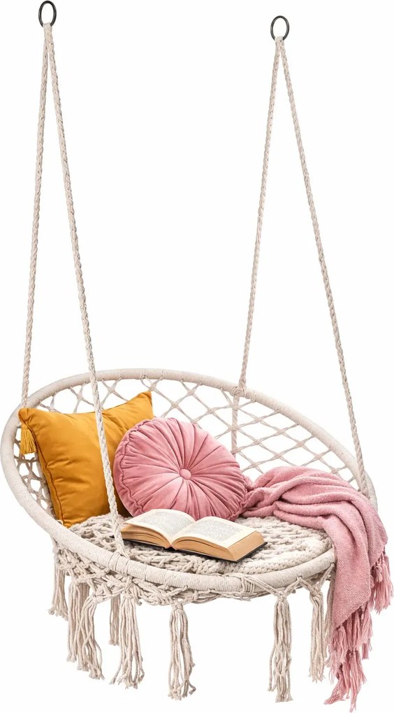 Kremowa huśtawka bocianie gniazdo z frędzlami T9-C14