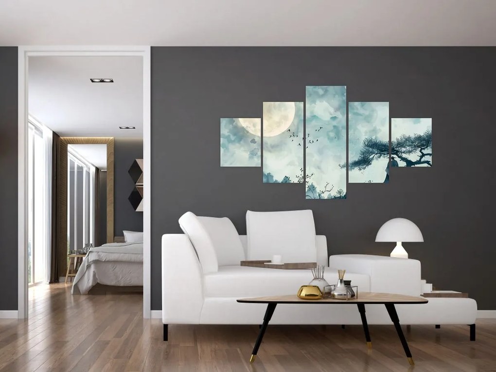 Obraz - Malowanie księżyca w pełni (125x70 cm)