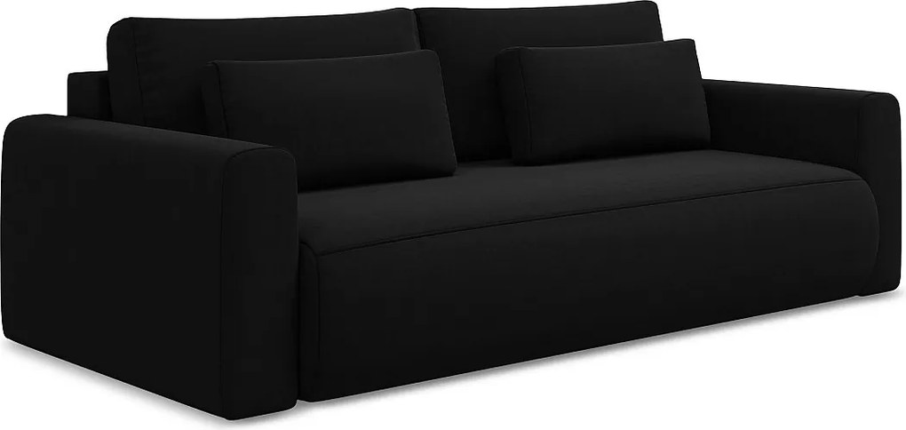 Kanapa 3-osobowa z funkcją spania - z tkaniny welwetowej - czarny - KAPUA